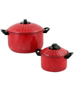 Gibson Home Casselman 4-Piece Nonstick Pasta Pot Set in Red with Bakelite Handle/Knob