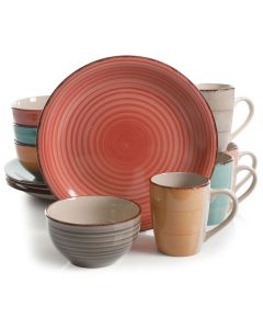 Gibson Home Color Vibes Pastel 12 Piece Mix and Match Stoneware Dinerware Setin Assorted Colors