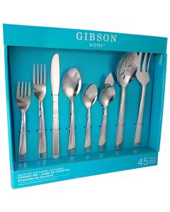 Gibson Home Astonshire 45 Piece Stainless Steel Tumble Finish Flatware Set