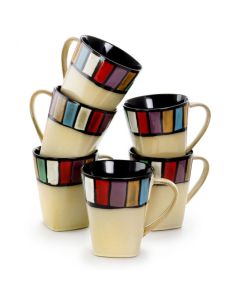 Elama Melange 6 Piece 14 Ounce Multicolored Stoneware Mugs