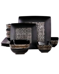 Elama’s Naina 16 Piece Double Bowl Stoneware Dinnerware Set