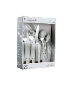 MegaChef Cravat 20 Piece Flatware Utensil Set, Stainless Steel Silverware Metal Service for 4 in Matte Silver