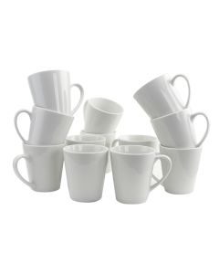Gibson Home Noble Court 12 oz. Mug Set in White, Set of 12
