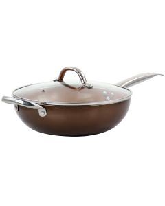 Copper Pan Cooking Excellence 3.5 Quart Aluminum Nonstick Saute Pan in Copper