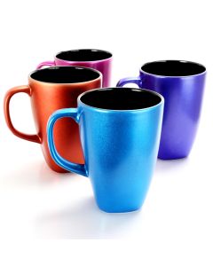 Gibson Mr. Coffee Luster Flare 4 Piece 16 Ounce Stoneware Mug Set in Assorted Colors