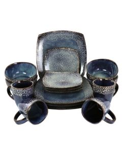 Meritage 16 Piece Stoneware Dinnerware Set in Blue (service for 4)