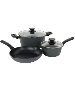 Oster Kingsway 5 Piece Aluminum Nonstick Cookware Set in Black