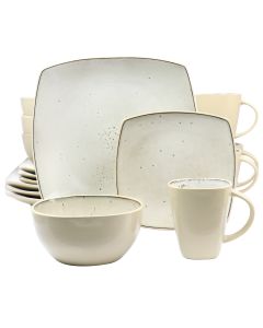 Gibson Elite Soho Lounge 16 Piece Stoneware Dinnerware Set in Light Taupe