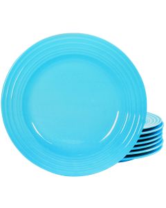 Gibson Home Plaza Cafe 10.5 Inch 8 Piece Stoneware Dinner Plate Set in Turquoise