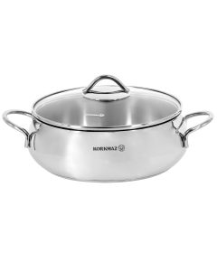 Korkmaz Tombik 3.6 Liter Stainless Steel Low Casserole in Polished Silver