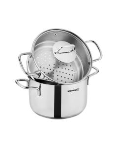 Korkmaz Perla 3 Piece 3.5 Liter Stainless Steel Casserole Steamer with Lid in Silver