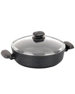 Korkmaz Ornella Non Stick 9.5 Inch 2.5 Liter Low Casserole with Lid in Black