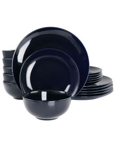 Elama Luna 18 Piece Porcelain Dinnerware Set in Dark Blue